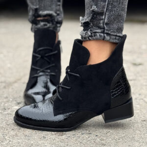 Ocieplane botki STREET LUXE BLACK skóra naturalna
