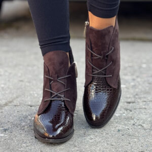 Ocieplane botki STREET LUXE CHOCO skóra naturalna
