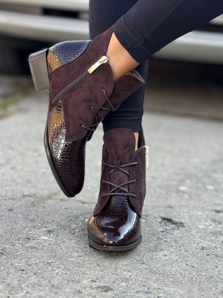 Ocieplane botki STREET LUXE CHOCO skóra naturalna - obrazek 4