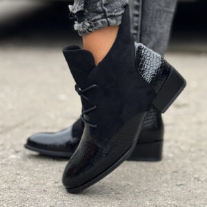 Ocieplane botki STREET LUXE BLACK skóra naturalna