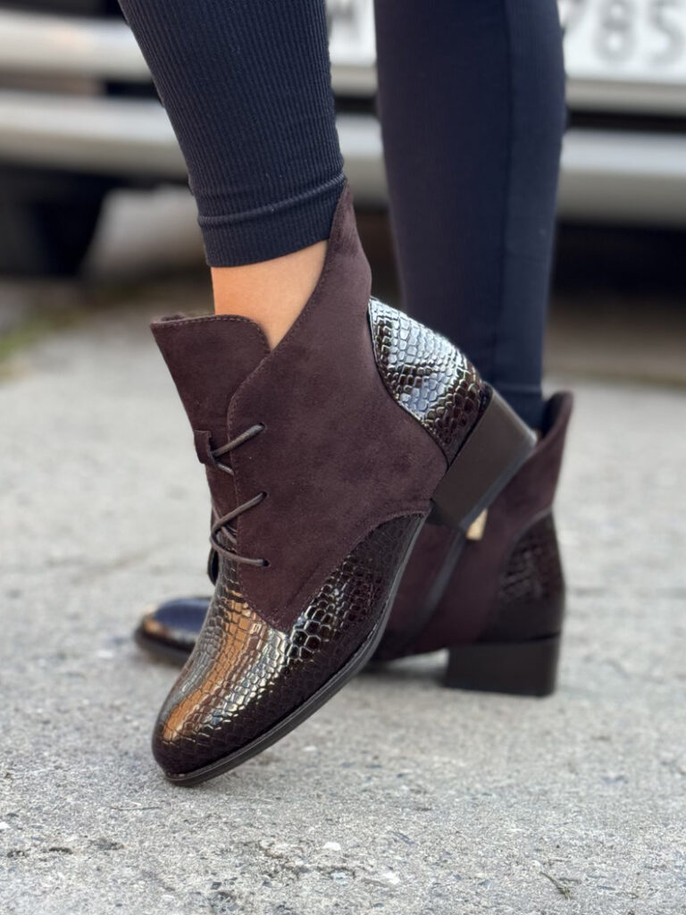Ocieplane botki STREET LUXE CHOCO skóra naturalna - obrazek 5