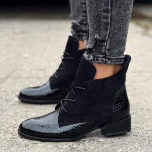 Ocieplane botki STREET LUXE BLACK skóra naturalna