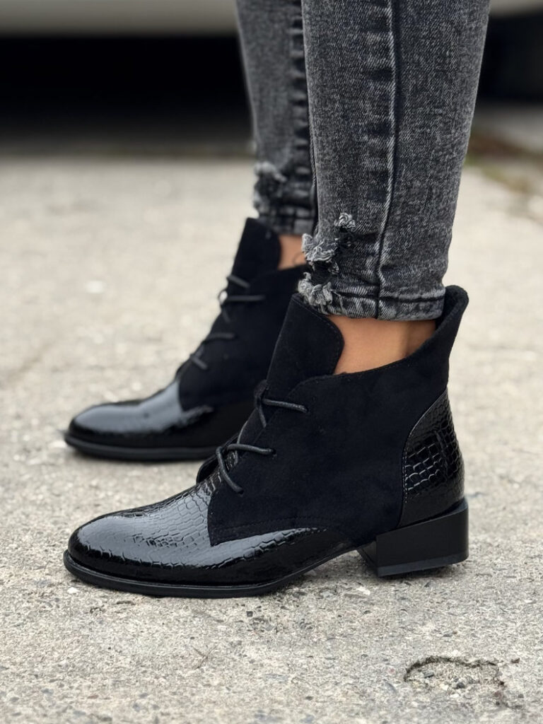 Ocieplane botki STREET LUXE BLACK skóra naturalna - obrazek 3
