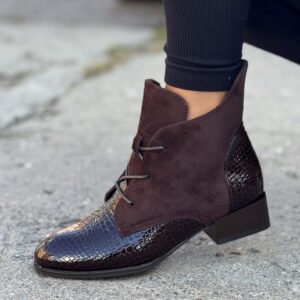 Ocieplane botki STREET LUXE CHOCO skóra naturalna