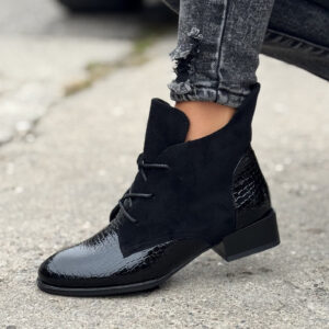 Ocieplane botki STREET LUXE BLACK skóra naturalna