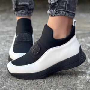 Sportowe botki ENIGMA BLACK WHITE skóra naturalna