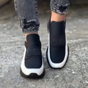 Sportowe botki ENIGMA BLACK WHITE skóra naturalna