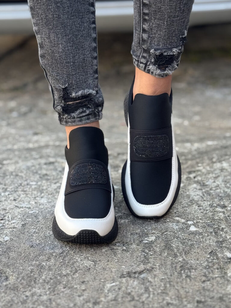 Sportowe botki ENIGMA BLACK WHITE skóra naturalna - obrazek 4
