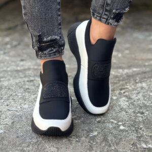 Sportowe botki ENIGMA BLACK WHITE skóra naturalna