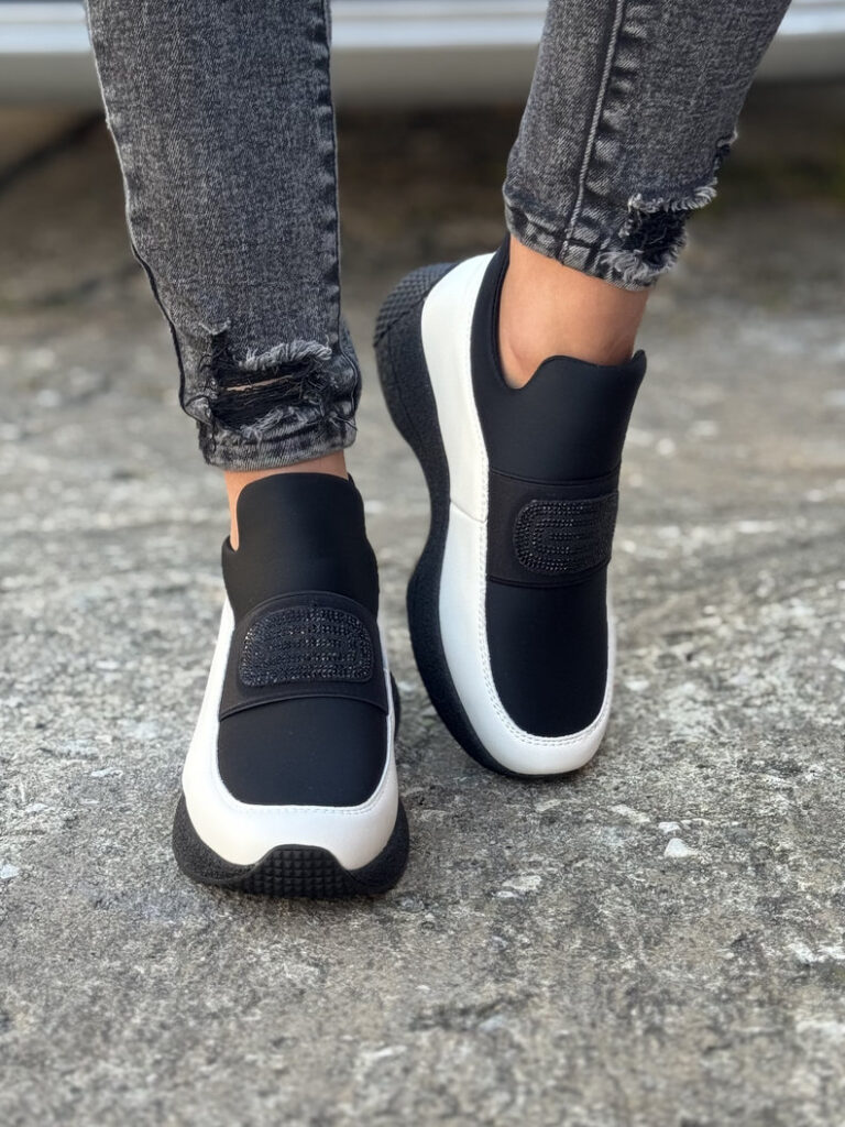 Sportowe botki ENIGMA BLACK WHITE skóra naturalna - obrazek 5