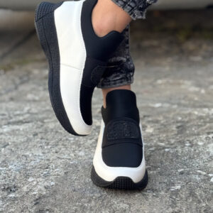 Sportowe botki ENIGMA BLACK WHITE skóra naturalna