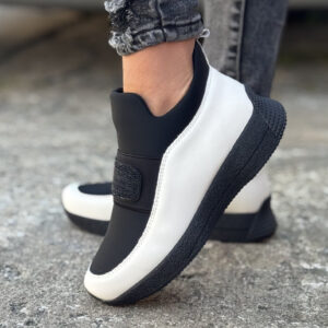 Sportowe botki ENIGMA BLACK WHITE skóra naturalna