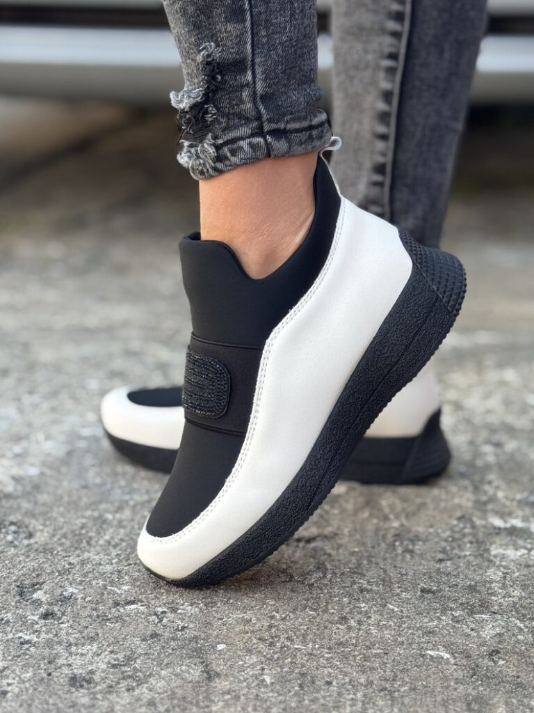 Sportowe botki ENIGMA BLACK WHITE skóra naturalna - obrazek 3