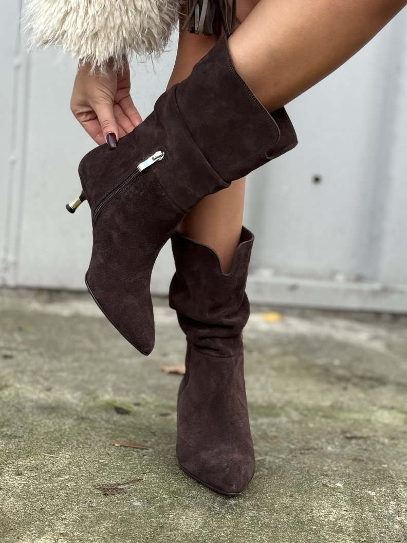 Stylowe botki KAZADII LUZERN CHOCO SUEDE skóra naturalna - obrazek 6