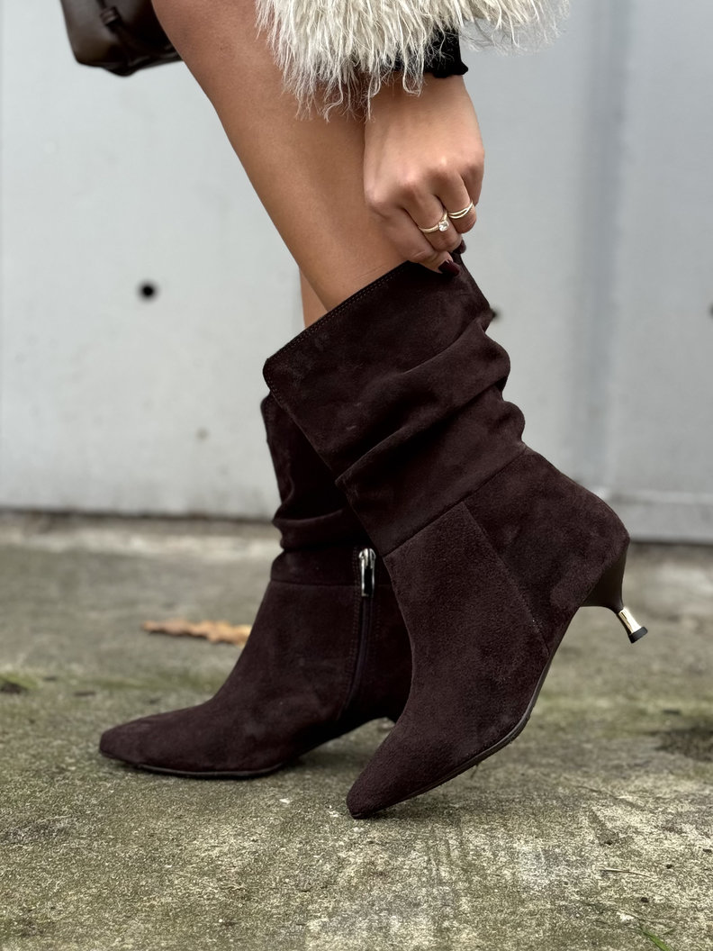 Stylowe botki KAZADII LUZERN CHOCO SUEDE skóra naturalna