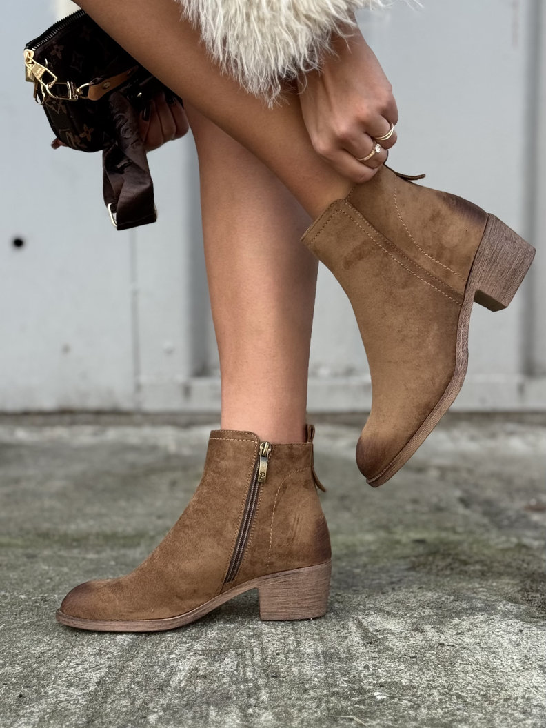 Stylowe botki SIENA CAMEL na obcasie