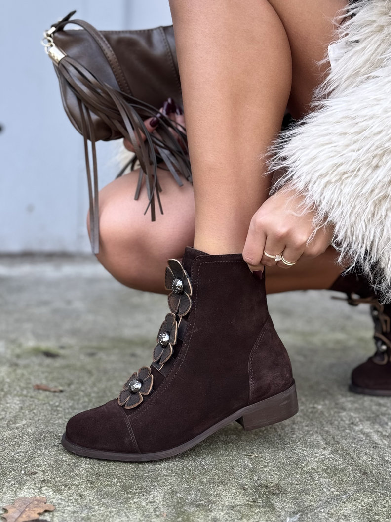 Stylowe workery KAZADII LEAN CHOCO SUEDE skóra naturalna - obrazek 3