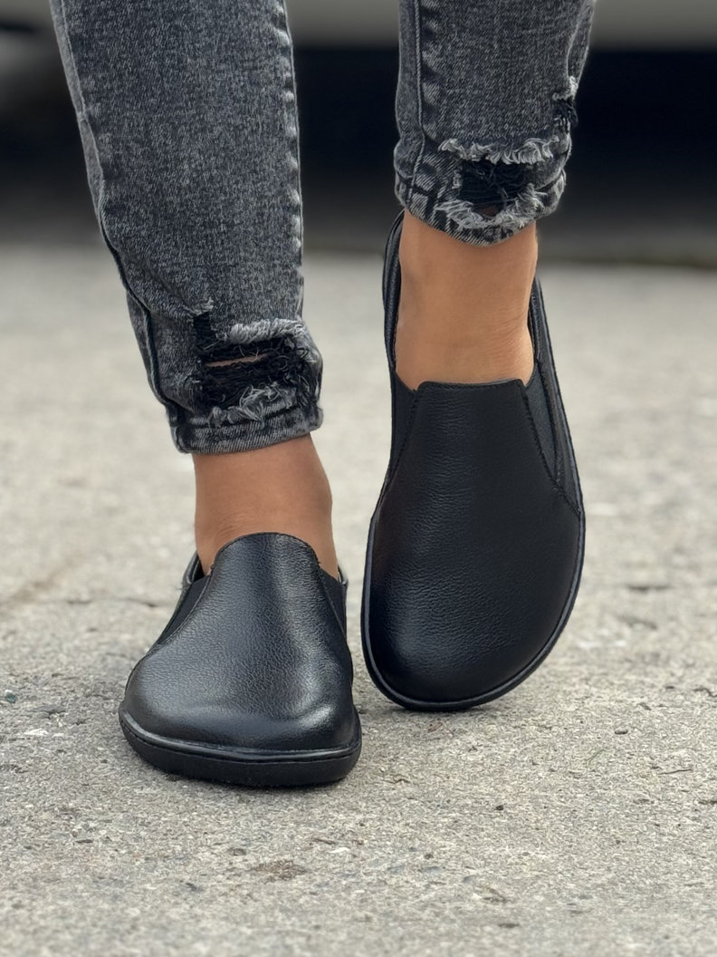 TRAMPKI KAZADII BAREFOOT SLIP ON MOTION BLACK skóra naturalna - obrazek 3