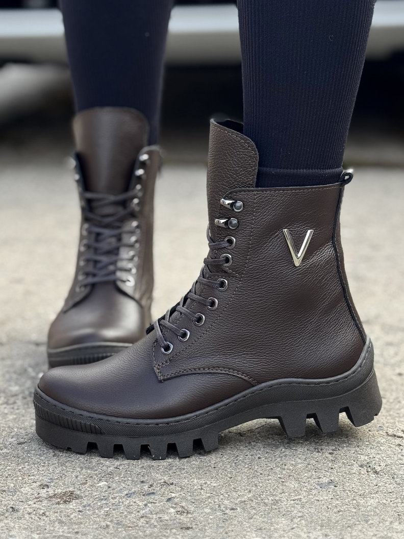 Workery traperki KAZADII LARK CHOCO GRAIN skóra naturalna