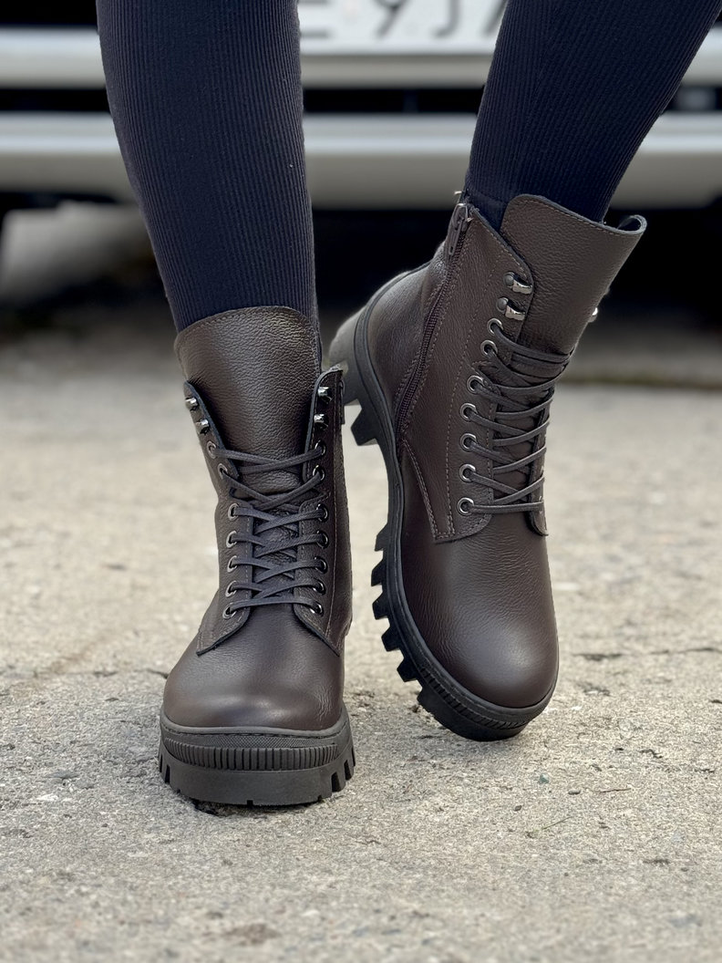 Workery traperki KAZADII LARK CHOCO GRAIN skóra naturalna - obrazek 4