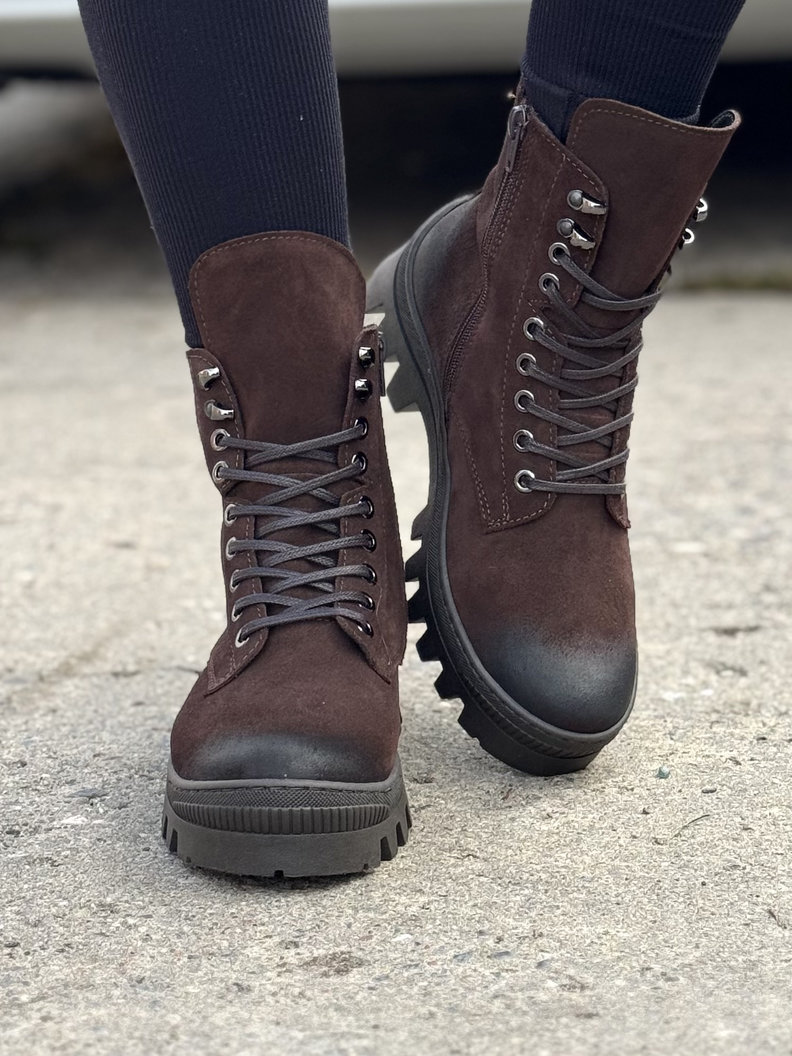 Workery traperki KAZADII LARK CHOCO skóra naturalna - obrazek 7