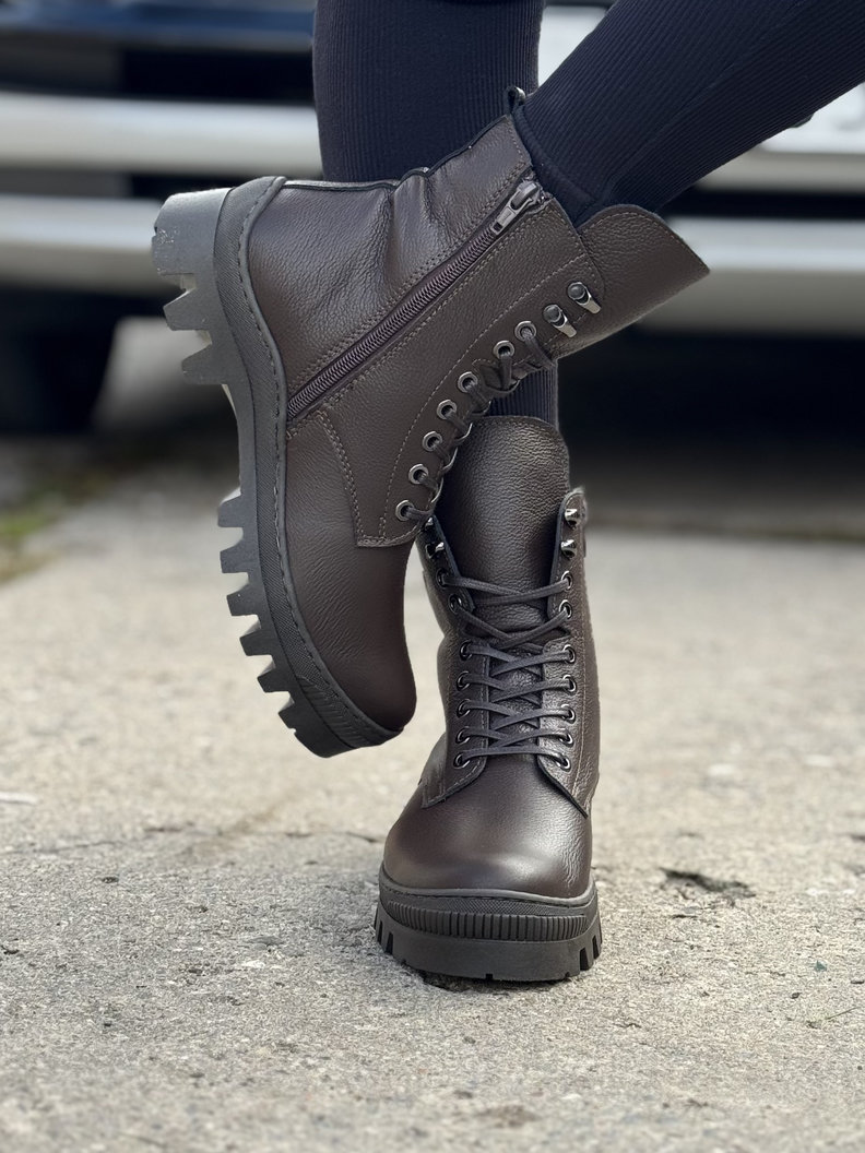 Workery traperki KAZADII LARK CHOCO GRAIN skóra naturalna - obrazek 6