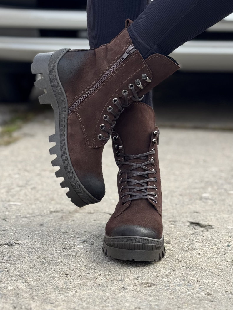 Workery traperki KAZADII LARK CHOCO skóra naturalna - obrazek 6