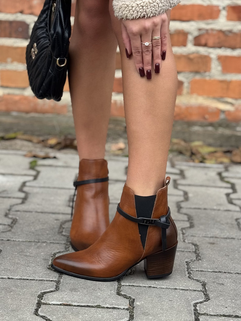 Zgrabne botki KAZADII MAVELLA BROWN skóra naturalna - obrazek 5