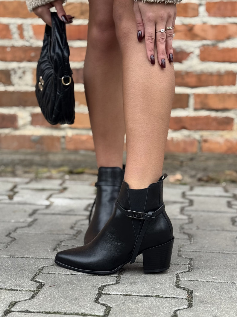 Zgrabne botki KAZADII MAVELLA BLACK skóra naturalna - obrazek 5