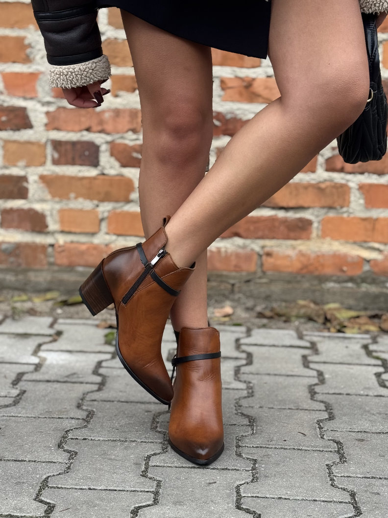 Zgrabne botki KAZADII MAVELLA BROWN skóra naturalna - obrazek 4