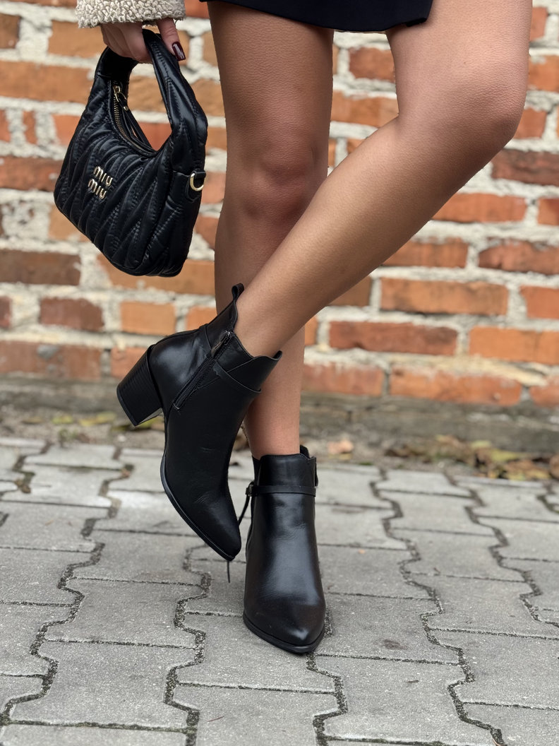 Zgrabne botki KAZADII MAVELLA BLACK skóra naturalna - obrazek 3