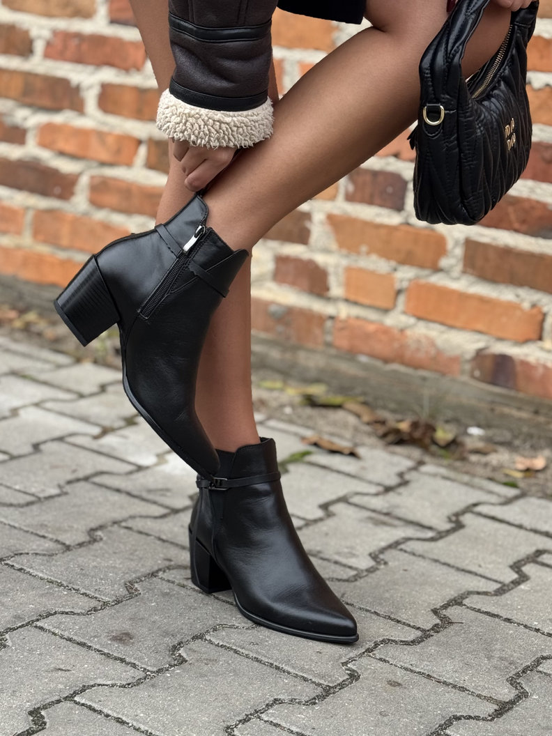 Zgrabne botki KAZADII MAVELLA BLACK skóra naturalna - obrazek 6