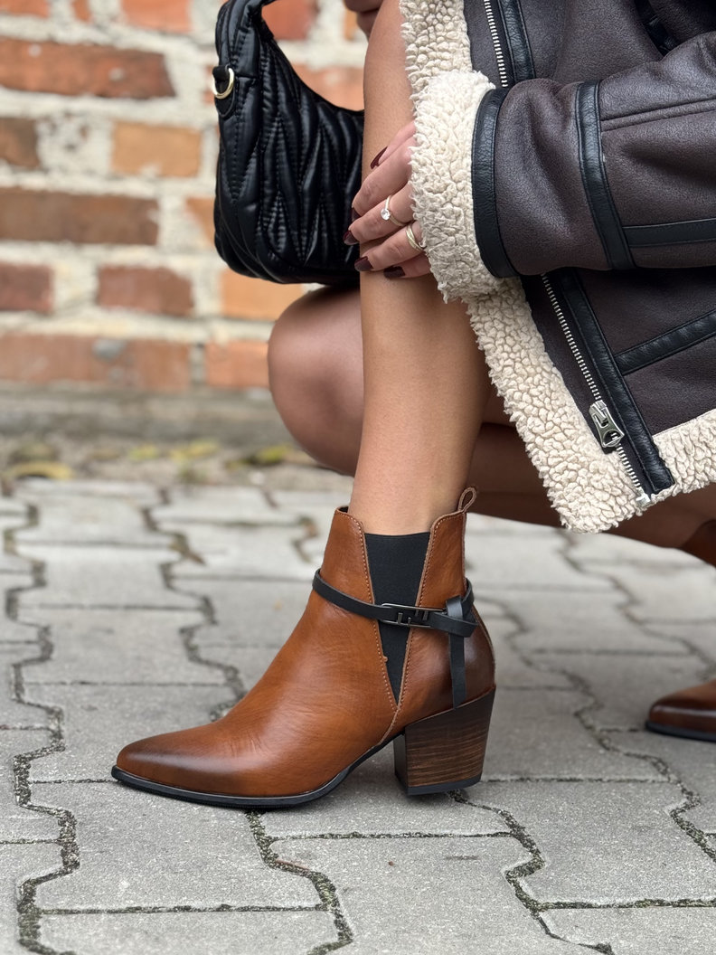 Zgrabne botki KAZADII MAVELLA BROWN skóra naturalna - obrazek 3