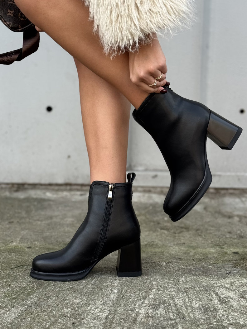 Zgrabne botki NAPOLI BLACK na obcasie skóra naturalna - obrazek 3