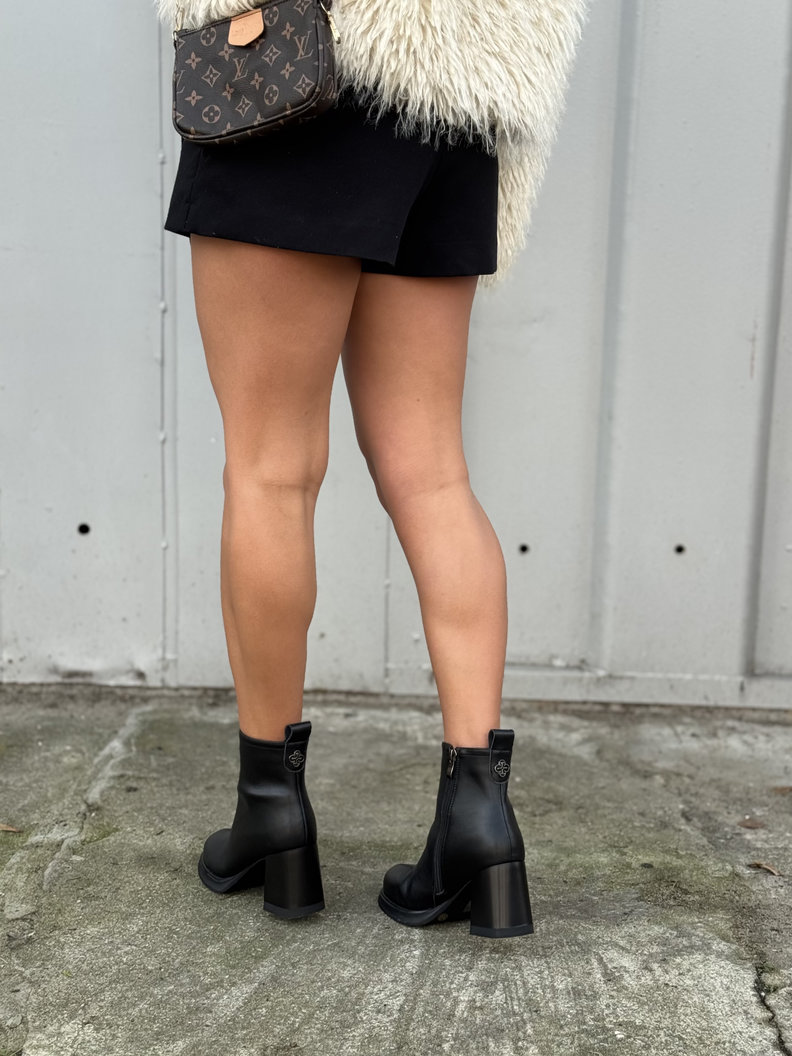 Zgrabne botki NAPOLI BLACK na obcasie skóra naturalna - obrazek 5