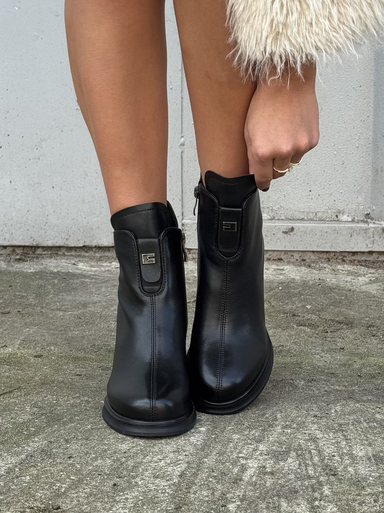 Zgrabne botki NUVE BLACK na obcasie skóra naturalna - obrazek 5