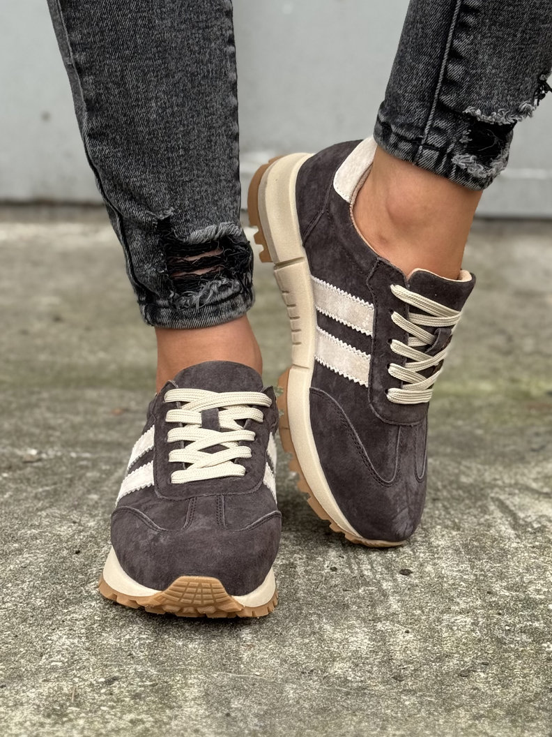 Extra lekkie sneakersy RIVO COFFE/BEIGE skóra naturalna - obrazek 4