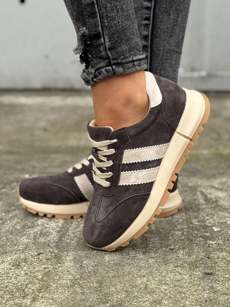 Extra lekkie sneakersy RIVO COFFE/BEIGE skóra naturalna - obrazek 6