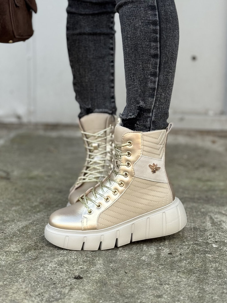 Lekkie jak piórko botki ASPEN BEIGE GOLD skóra naturalna