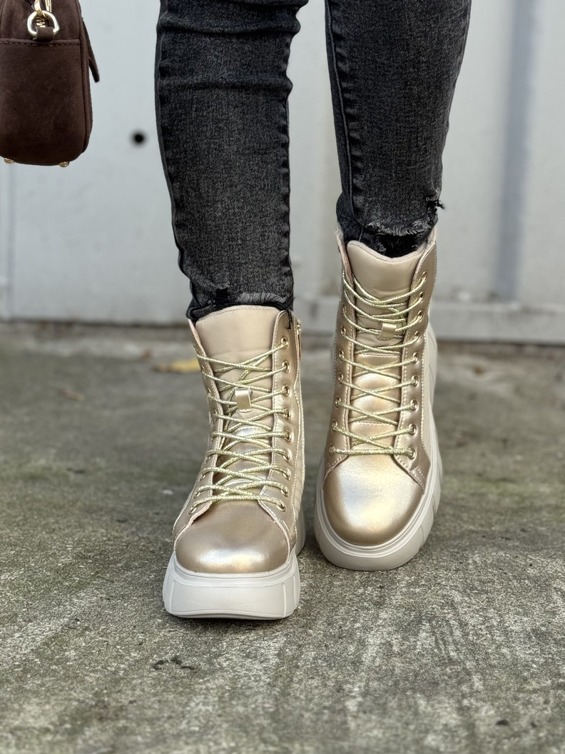 Lekkie jak piórko botki ASPEN BEIGE GOLD skóra naturalna - obrazek 3