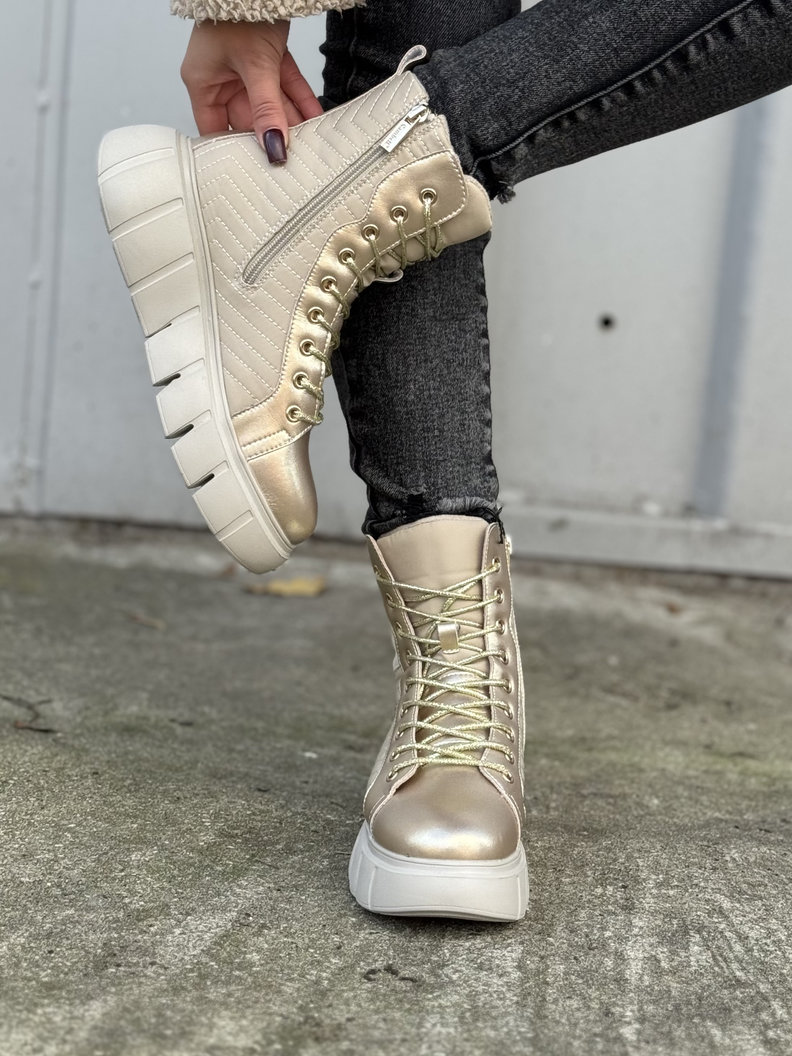 Lekkie jak piórko botki ASPEN BEIGE GOLD skóra naturalna - obrazek 8