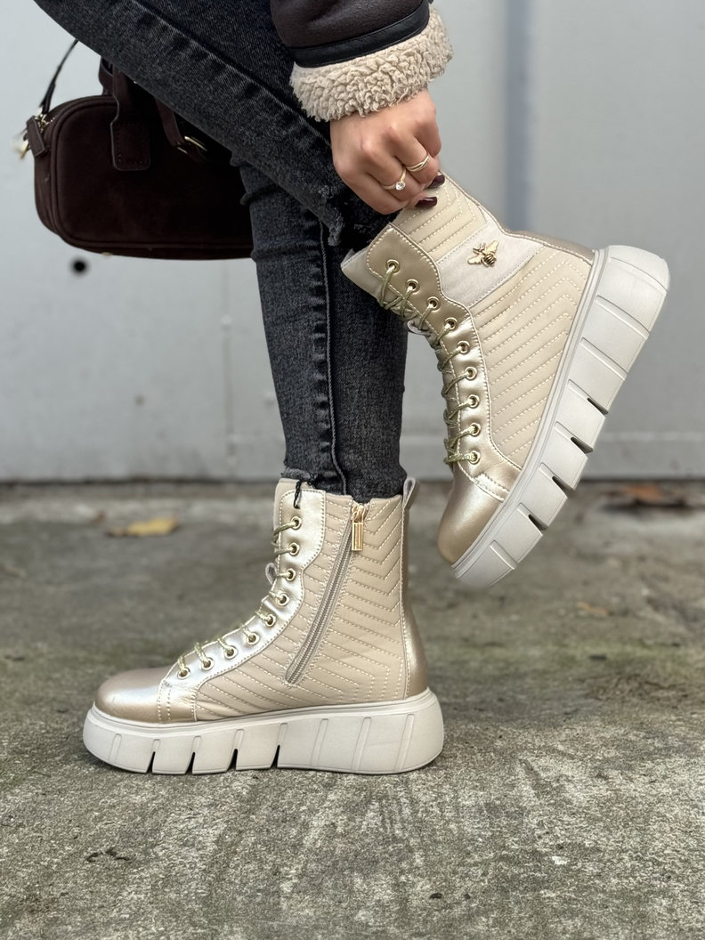 Lekkie jak piórko botki ASPEN BEIGE GOLD skóra naturalna - obrazek 5