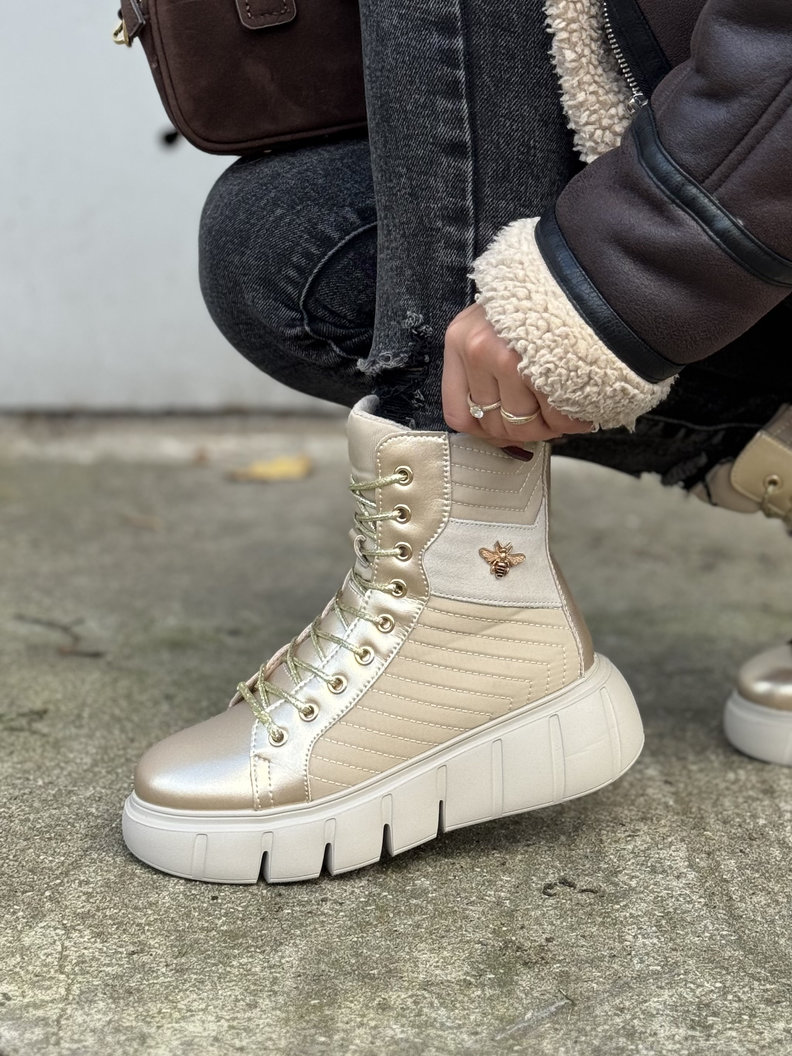 Lekkie jak piórko botki ASPEN BEIGE GOLD skóra naturalna - obrazek 4