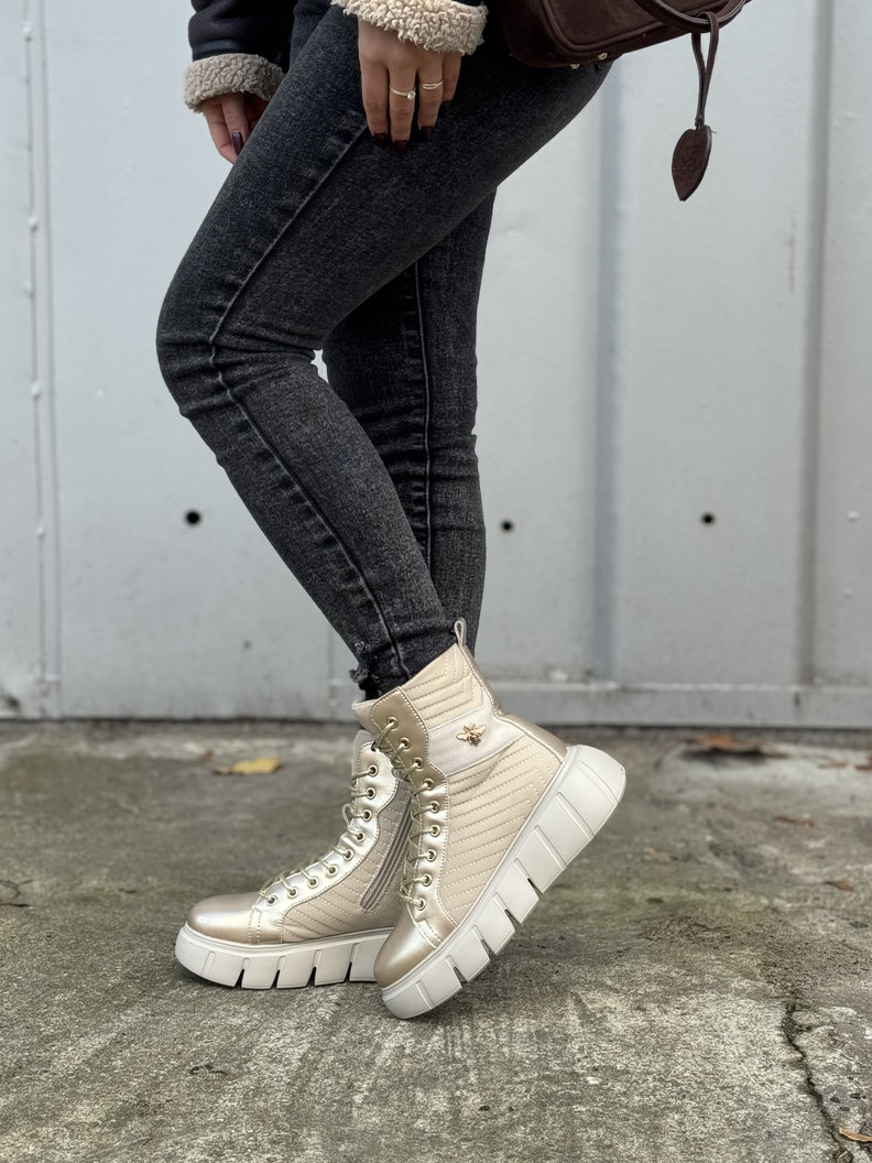 Lekkie jak piórko botki ASPEN BEIGE GOLD skóra naturalna - obrazek 6