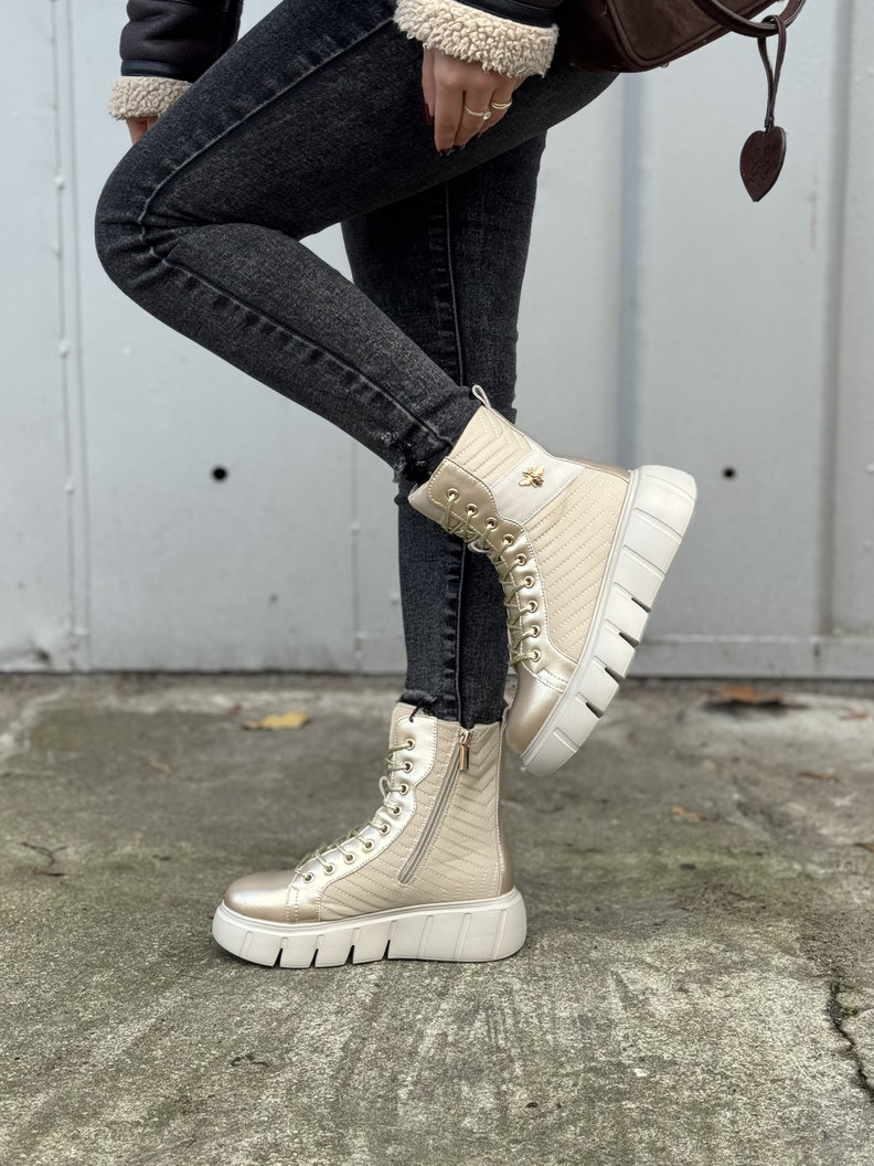 Lekkie jak piórko botki ASPEN BEIGE GOLD skóra naturalna - obrazek 7