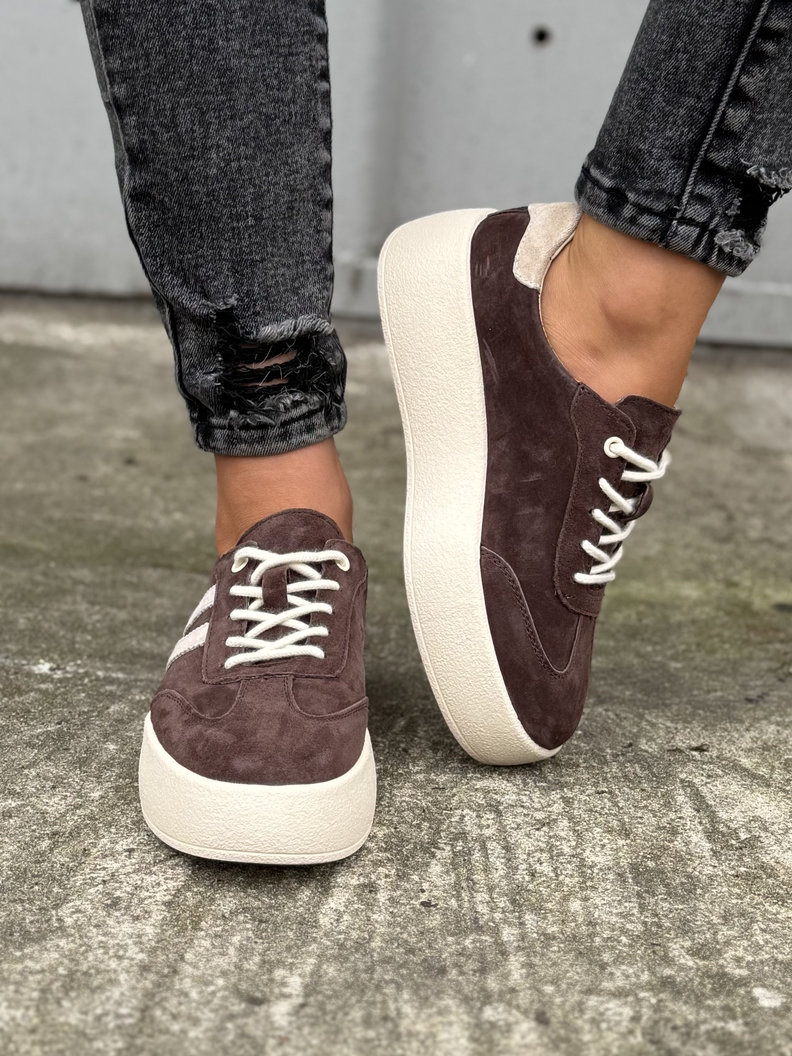 Lekkie jak piórko TRAMPKI MIAMI CHOCO/BEIGE skóra naturalna - obrazek 6