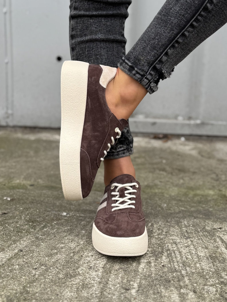 Lekkie jak piórko TRAMPKI MIAMI CHOCO/BEIGE skóra naturalna - obrazek 7