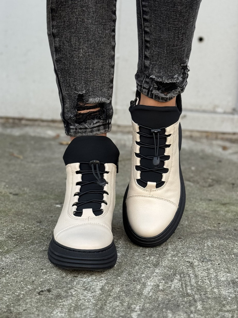 Ocieplane botki KAZADII NUUK BEIGE skóra naturalna - obrazek 3