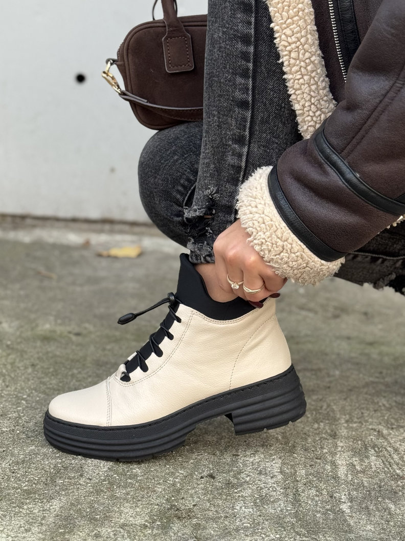 Ocieplane botki KAZADII NUUK BEIGE skóra naturalna - obrazek 5