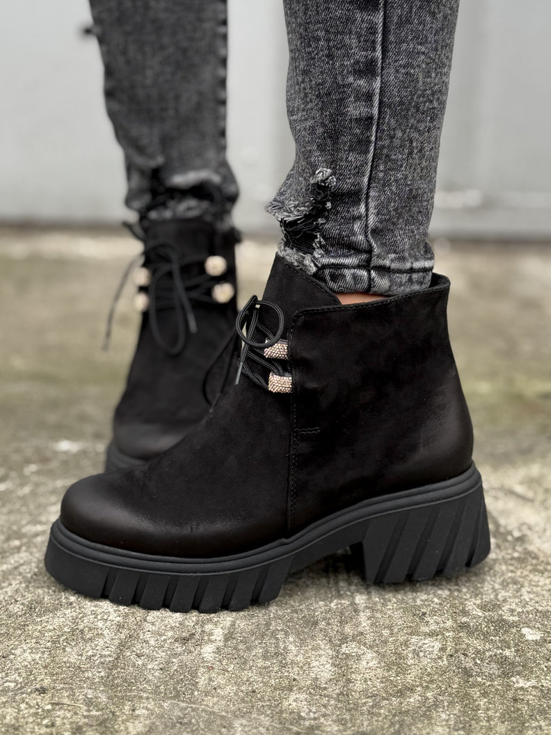 Ocieplane mega lekkie botki KAZADII MILANO black skóra naturalna